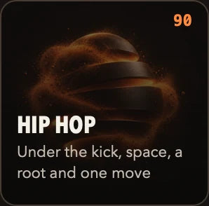 A genre tile: Hip Hop, 90 BPM