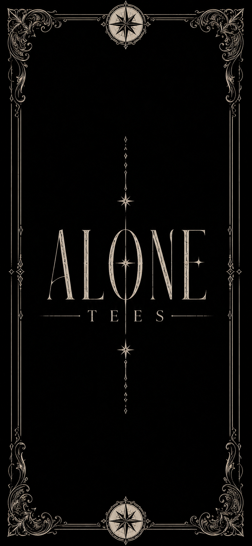 Alone Tees celestial emblem framed in gold