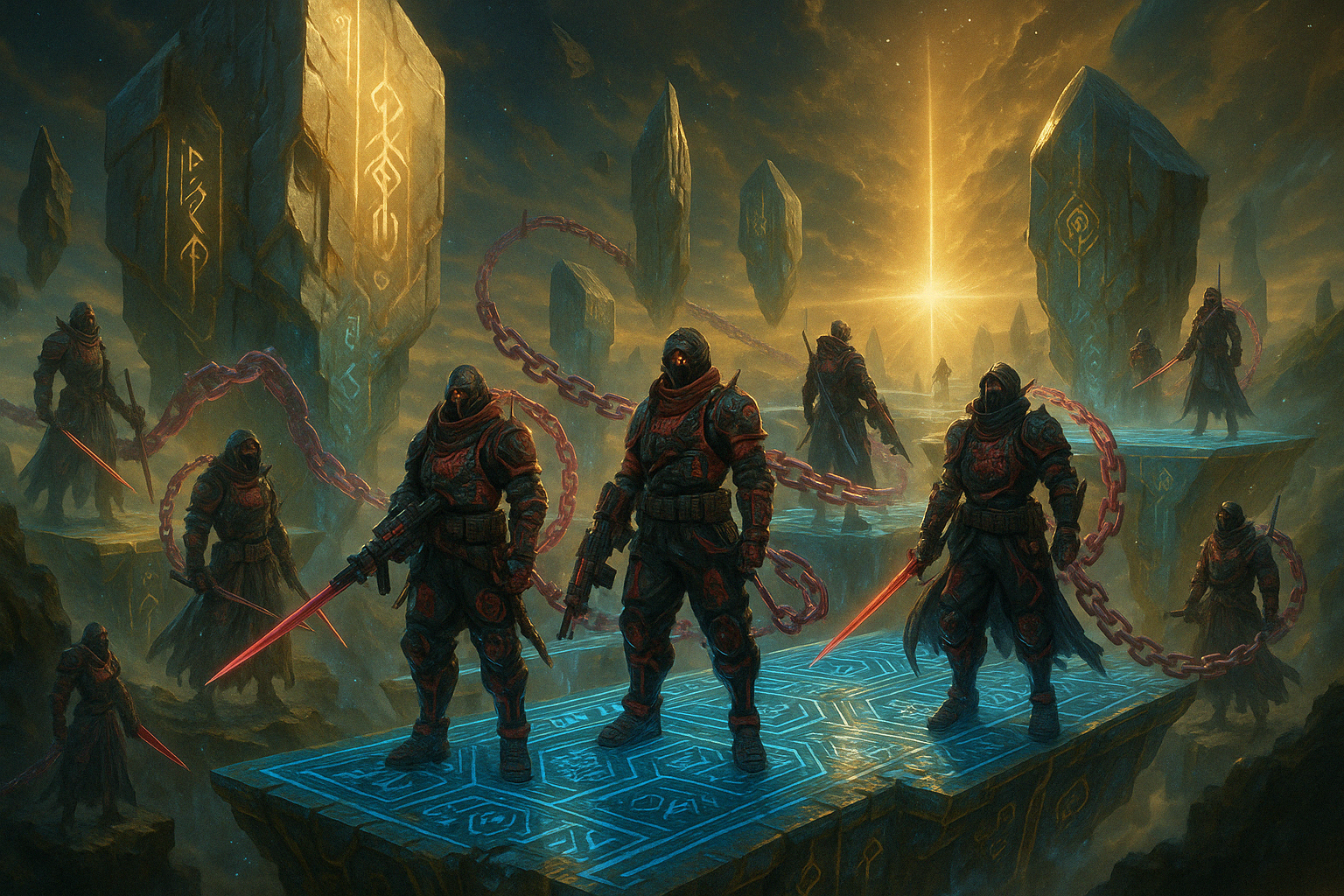 Living Chains guardians across the Plateaus of Elion